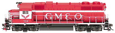 Diesel EMD GP38 w/Low Nose Powered -- Gulf, Mobile & Ohio #709 (red, white)