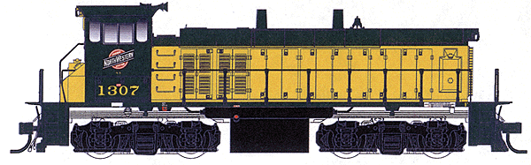 EMD MP15DC w/Sound & DCC - Master(R) Series Gold -- Chicago & North Western #1307 (early yellow & green)