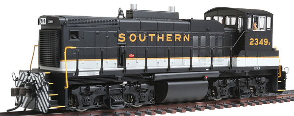 EMD MP15DC w/Sound & DCC - Master(R) Series Gold -- Southern #2349 (black, imitation aluminum, gold), Angled Air Filter