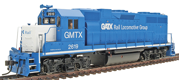 EMD GP38 Late Version w/Low Nose - Standard DC -- GMTX #2619 (GATX Rail Locomotive Group) (blue, white)