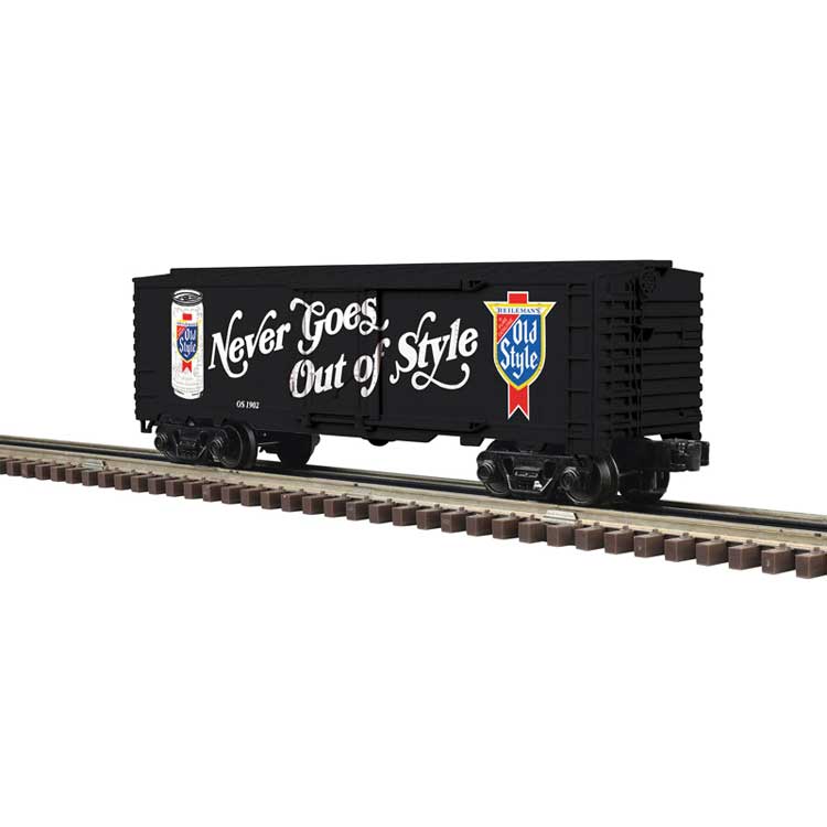 Plug-Door Boxcar - 3-Rail - Ready to Run - Industrial Rail(TM) -- Old Style (black, white, red, blue)