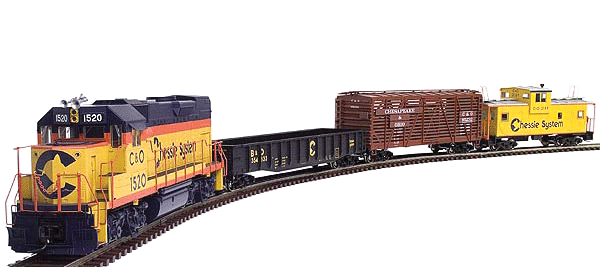 Trainman(TM) Diesel Freight Set - 3 Rail -- Chessie; GP15 Diesel, Caboose, 2 Freight Cars, Track, No Power Pack