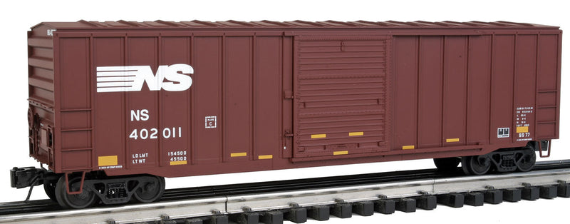 ACF(R) 50'6" Boxcar - 3-Rail Ready to Run - Trainman(R) -- Norfolk Southern (Boxcar Red, yellow Conspicuity Marks)
