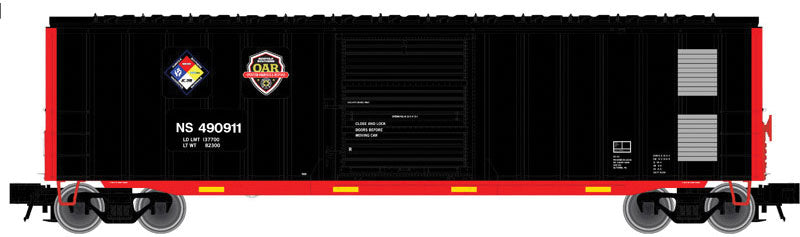 ACF 50'6" Boxcar - 2-Rail - Ready to Run - Trainman(R) -- Norfolk Southern (First Responders Training Car, black, red)