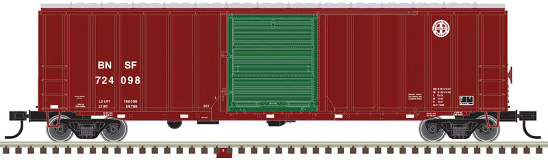 ACF(R) 50'6" Boxcar - 2-Rail Ready to Run - Trainman(R) -- Burlington Northern Santa Fe (Boxcar Red, white, green Door, Circle-Cross Lo