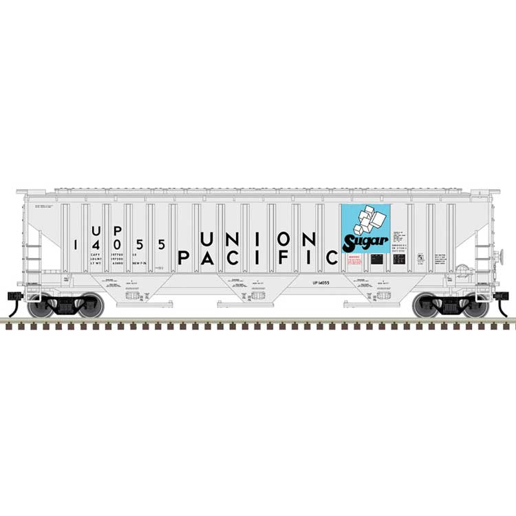 Pullman-Standard PS-4750 Covered Hopper - 2-Rail - Ready to Run - Trainman(R) -- Unioon Pacific (light gray, blue, Sugar Service Markings)