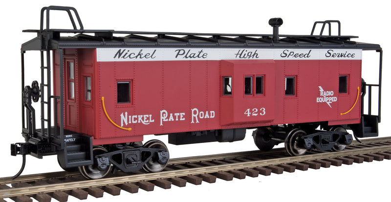Bay Window Caboose - 2-Rail - Ready to Run - Trainman(R) -- Nickel Plate Road (red, white, black, High Speed Service Slogan)