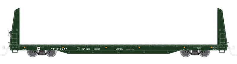 62' Bulkhead Flatcar - 2-Rail - Ready to Run - Trainman(R) -- Canadian Pacific (green)