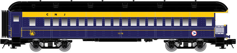 60' Heavyweight Observation - 2-Rail - Ready to Run - Trainman(R) -- Central Railroad of New Jersey/NJDOT (blue, yellow)