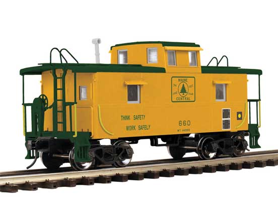 C&O-Style Steel Center-Cupola Caboose - 3-Rail - Ready to Run - Trainman(R) -- Maine Central (Harvest Gold, green)