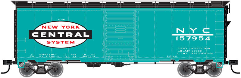1937 AAR 40' Single-Door Boxcar - 3-Rail Ready to Run - Master(R -- New York Central (Jade Green, black, white, red, Large Logo)