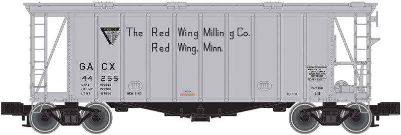 GATX 40' Airslide Hopper - 2-Rail - Ready to Run -- Red Wing Milling Company GACX (gray, black)