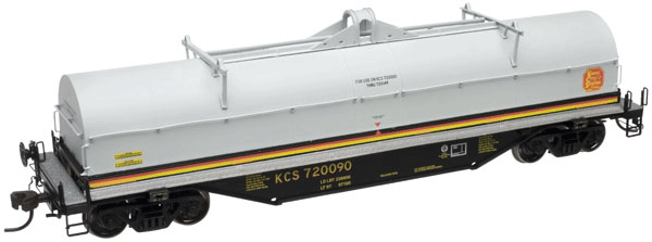 42' Coil Steel Car w/Fishbelly Side Sill - 2-Rail Ready to Run - Master(R) -- Kansas City Southern (gray, black, yellow, red)