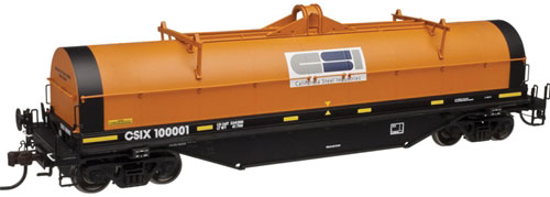 42' Coil Steel Car w/Fishbelly Side Sill - 2-Rail Ready to Run - Master(R) -- California Steel Industries CSIX (orange, white, black, blue)