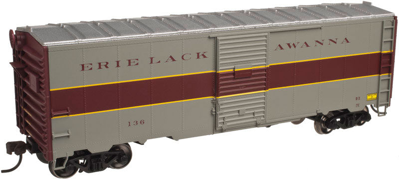 1937 AAR 40' Single-Door Boxcar - 2-Rail Ready to Run - Master(R -- Erie Lackawanna (Express Scheme, gray, maroon, yellow)