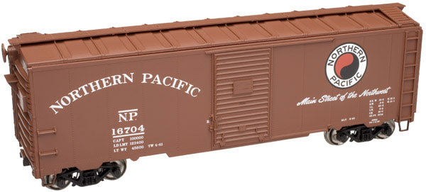 1940 AAR 40' Single-Door Boxcar - 2-Rail Ready to Run - Master(R -- Northern Pacific (Boxcar Red, white, red, black, Main Street Slogan)