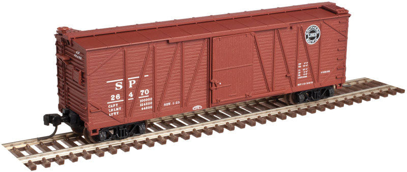 USRA Single-Sheathed 40' Wood Boxcar - 3-Rail - Ready to Run -- Southern Pacific (Boxcar Red, white, black, Lines Logo)