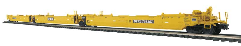 Gunderson Maxi-IV 3-Unit Well Car - 2-Rail - Ready to Run - Premier -- TTX #1 (yellow, black)