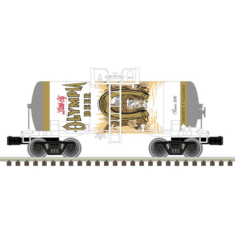 8,000-Gallon Tank Car - 3-Rail - Ready to Run - Premier -- Olympia Beer (white, gold, Little Oly)