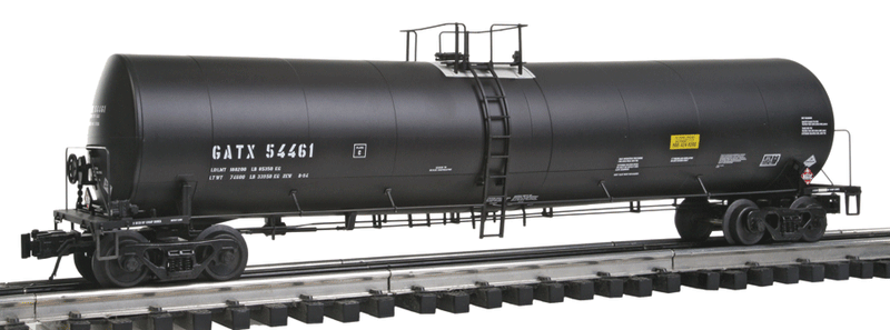 Trinity 25,500-Gallon Insulated Tank Car - 3-Rail - Ready to Run - Master(TM -- Rexene Corp. GATX (black, gray)