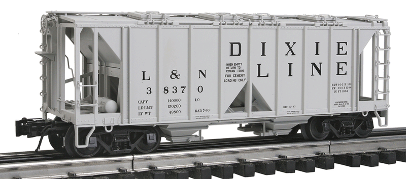 ACF 70-Ton 1958 Cu. Ft. Covered Hopper w/Open Sides - 3-Rail - Ready to Run -- Louisville & Nashville (gray, black, Billboard Dixie Line Lettering)