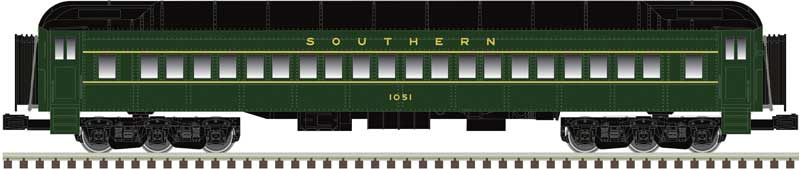 70' Madison Heavyweight 4-Car Set - 3-Rail - Ready to Run -- Southern Railway Baggage 547, Coach 1051, 1054, Observation Virginia (green-1