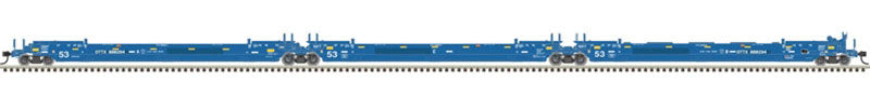 Gunderson Maxi-IV 3-Unit Well Car - 3-Rail - Ready to Run -- TTX (Ex-BRAN, blue)