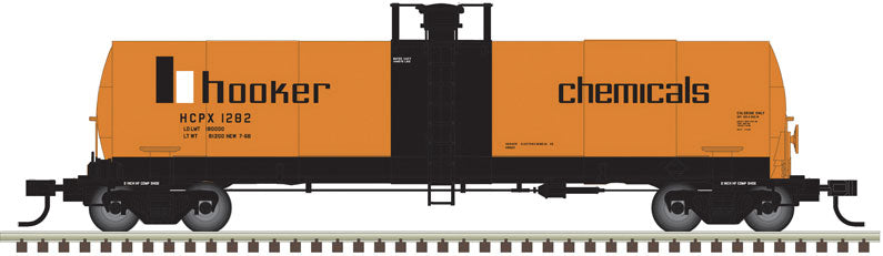 17,360-Gallon Tankcar - 2-Rail - Ready to Run -- Hooker (orange/white/black)
