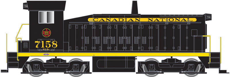 EMD SW8 - 2-Rail w/QSI Sound & DCC Master(R) Gold -- Canadian National #7165 (black, yellow)