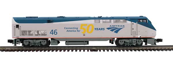 GE P42 Genesis - 2-Rail - Proto-Sound 3.0 & DCC/DCS - Premier -- Amtrak #46 (50th Anniversary, Phase V, silver, blue, gray)
