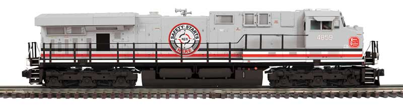 GE ES44AC - 2-Rail - Sound and DCC - Premier -- Kansas City Southern #4859 (silver, red, black, Safety Starts Here)