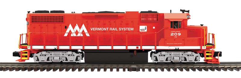 EMD GP38-2 - 3-Rail - DCS and Proto-Sound 3.0 - Premier -- Vermont Railway #209 (red, white)