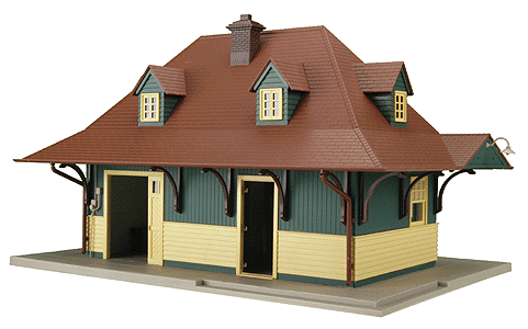 Passenger Station - Assembled -- Red, Green, Tan