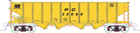 Trainman(R) PRR Class H21a 4-Bay Steel Hopper - 3-Rail - Ready to Run -- Penn Central - Maintenance-of-Way