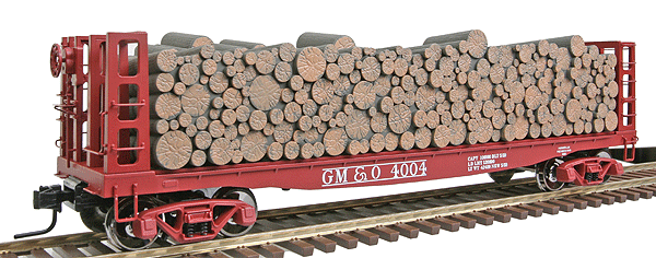 Atlas O Master(R) Pulpwood Flatcar w/Load - 2-Rail - Ready to Run -- Gulf, Mobile, & Ohio