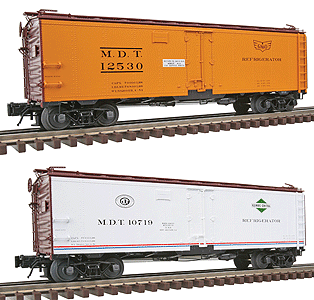 Atlas O Master(R) 40' Steel Reefer, 3-Rail - 2 Pack -- Merchants Despatch (Gulf, Mobile & Ohio #12530) &(Illinois Central #10719)