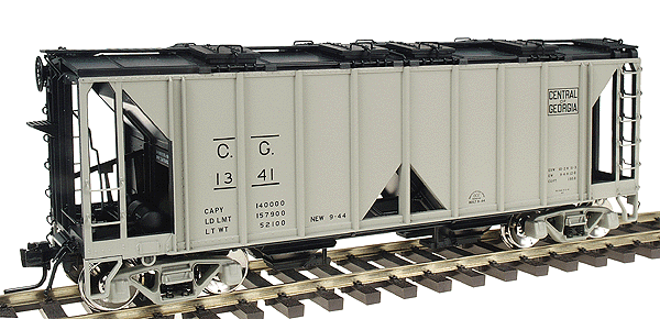 Master ACF 70-Ton 2-Bay Covered Hopper w/Open Sides - 2-Rail - Ready to Run -- Central of Georgia (gray, black)