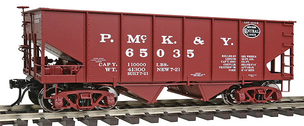 Master(TM) USRA 55-Ton 2-Bay Open Hopper - 2-Rail - Ready to Run -- Pittsburgh, McKees Rocks & Youghiogheny/New York Central (Boxcar Red)