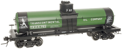 Atlas O Master(R) 8,000-Gallon Tank Car - 2-Rail - Ready to Run -- Transcontinental Oil Co. (green, black)