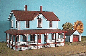 The Hanley House with Detached One-Car Garage -- 6 x 4-3/4 x 4-1/2" 15 x 11.8 x 11.2cm; 2-1/2 x 2 x 1-3/4" 6.2 x 5 x 4.3c