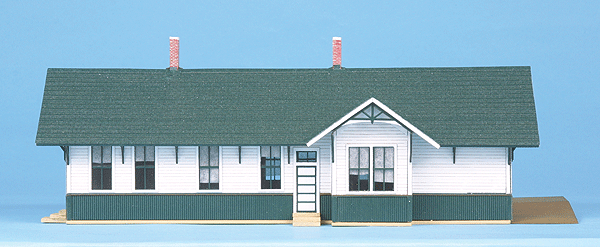 Union Pacific Standard 24' x 64' Single-Story Depot (Laser-Cut Wood Kit) -- 10 x 3-1/2 x 2-1/2" 25.4 x 8.9 x 6.4cm