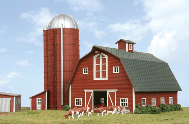 Country Barn w/Silo - LASERkit(R) -- Kit - 5-3/8 x 3-1/2 x 3-1/4" 13.7 x 8.9 x 8.3cm