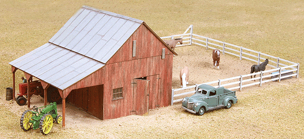 Implement Barn w/Corral - LASERkit(R) -- Kit - 4-1/2 x 3-1/2 x 2-1/2" 11.4 x 8.9 x 6.4cm