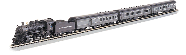 Steam Passenger - Explorer Set -- NYC Nickel Silver EZ-Track w/Gray Roadbed, Magnum Power Pack, 2-8-0, 3 Cars