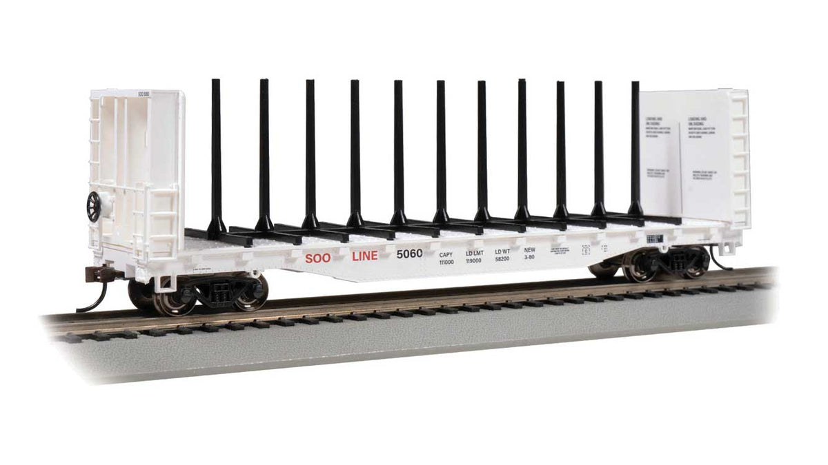 52' Centerbeam Bulkhead Flatcar - Ready to Run -- Soo Line #5060 (white)