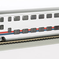 Double-Deck Push/Pull Commuter Car -- Painted, Unlettered (silver w/red & blue stripes)