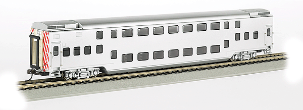 Double-Deck Push/Pull Commuter Car -- Painted, Unlettered (silver)-1