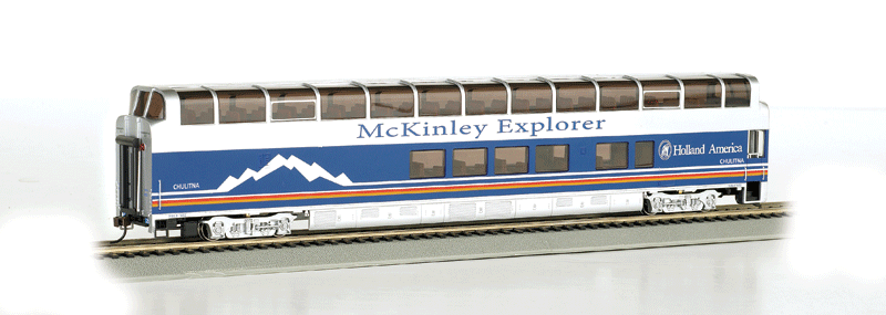 Colorado Railcar 89' Full-Dome - Ready to Run - Silver Series(R) -- McKinley Explorer #1056 "Chulitna" A Car (Blue, silver, red)-1