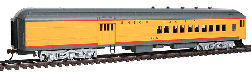 72' Heavyweight Combine w/4-Window Door - Ready to Run -- Union Pacific #2512 (Armour Yellow, gray)-1