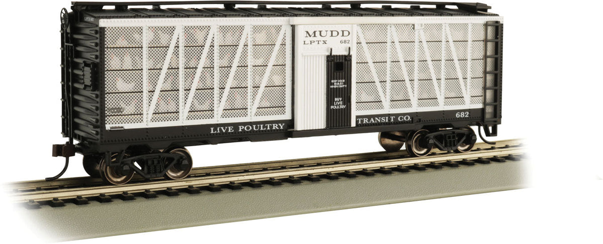 Poultry Stock Car - Ready to Run -- Live Poultry Transit Co. #682 (black, white)